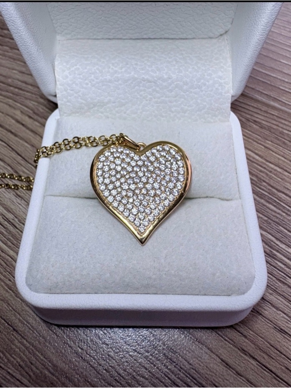 Sterling Forever Gold Heart Signature Pavé Crystal Pendant Necklace